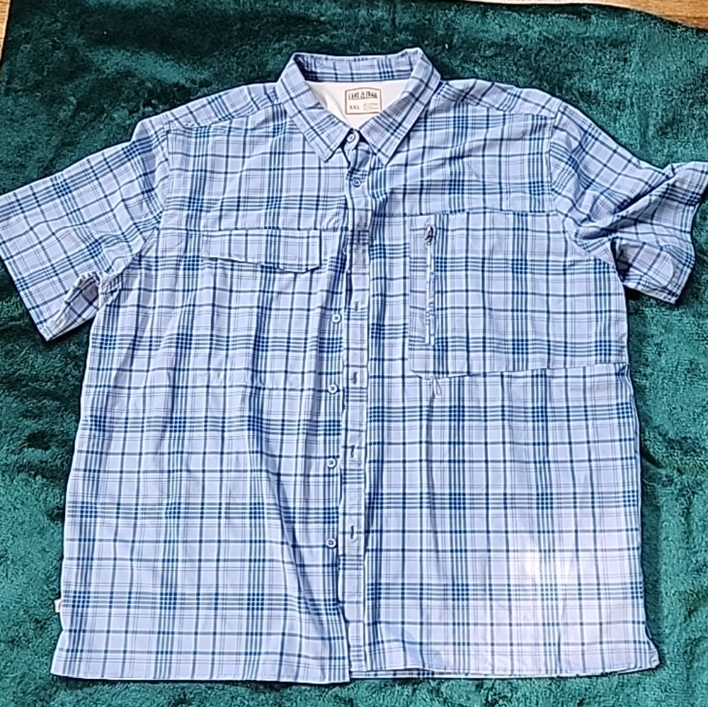 Lake and Trail Shirt Mens XXLarge Lightweight Button Down Fishing Outdoors blue